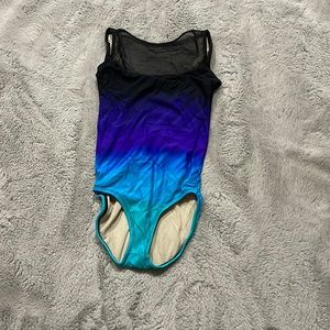 COPY - Light to dark blue ombré with open back dance leotard from SoKali